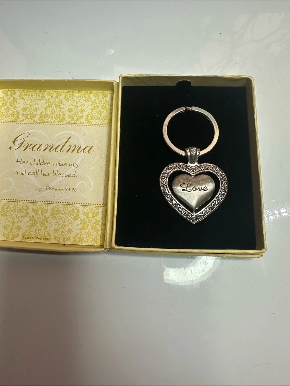 Heart 'Love' Keychain Card Holder - Silver